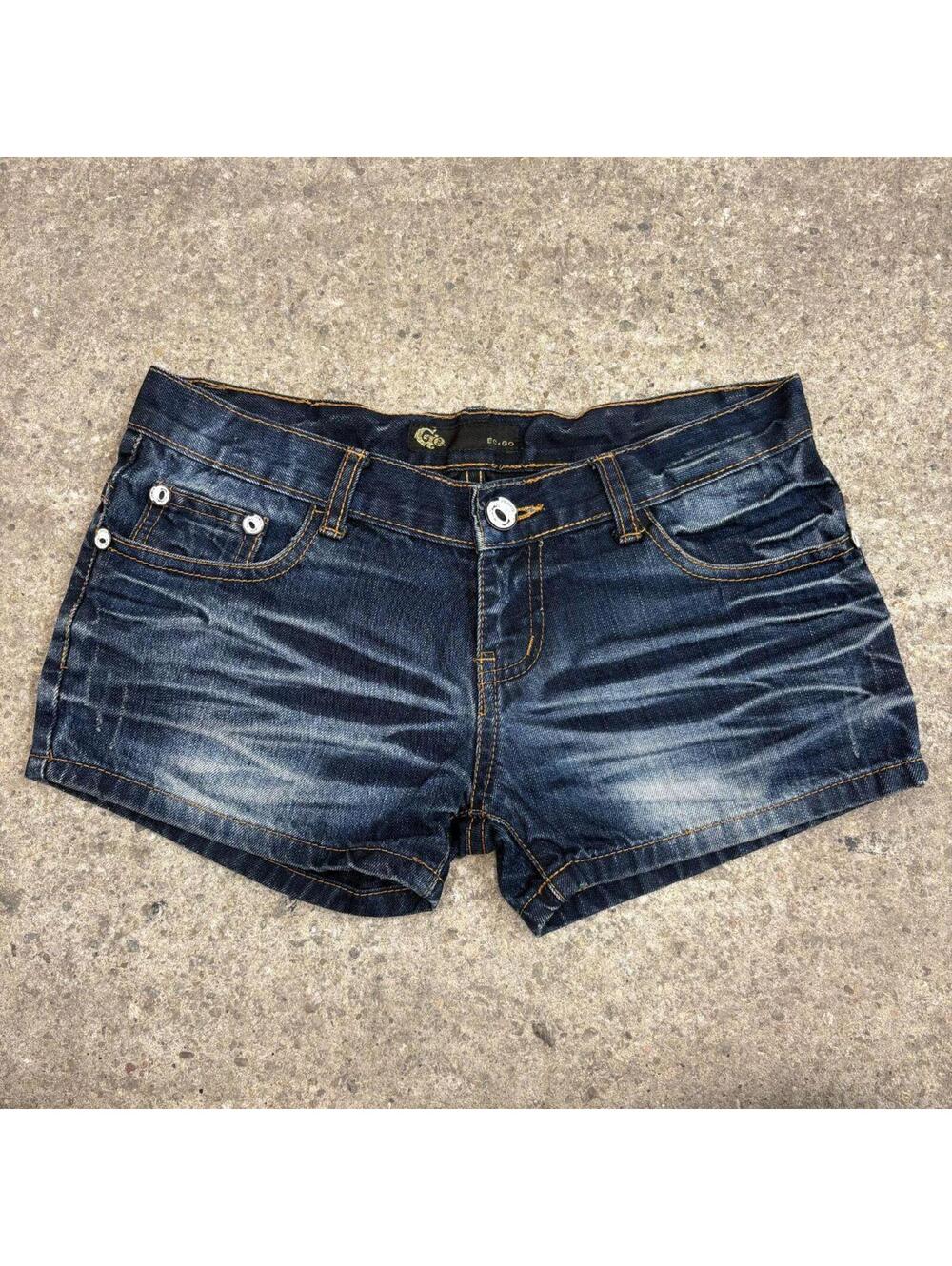 Denim Low-Rise Dark Blue Women's Shorts
